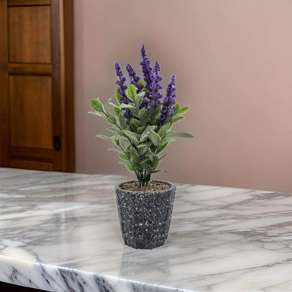Planta Artificial Lavanda Macetero De Cemento Gris Diseño - Fliperex