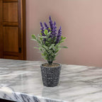 Planta Artificial Lavanda Macetero De Cemento Gris Diseño - Fliperex