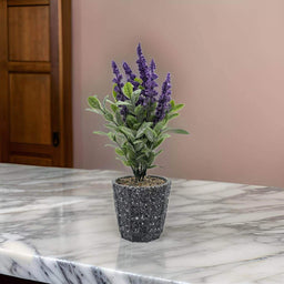 Planta Artificial Lavanda Macetero De Cemento Gris Diseño - Fliperex