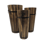 Macetero De Madera Tipo Barril Largo Bajo Jardin Terraza M - Fliperex