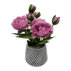 Planta Artificial Macetero a Rayas Con Rosas Decorativas - Fliperex
