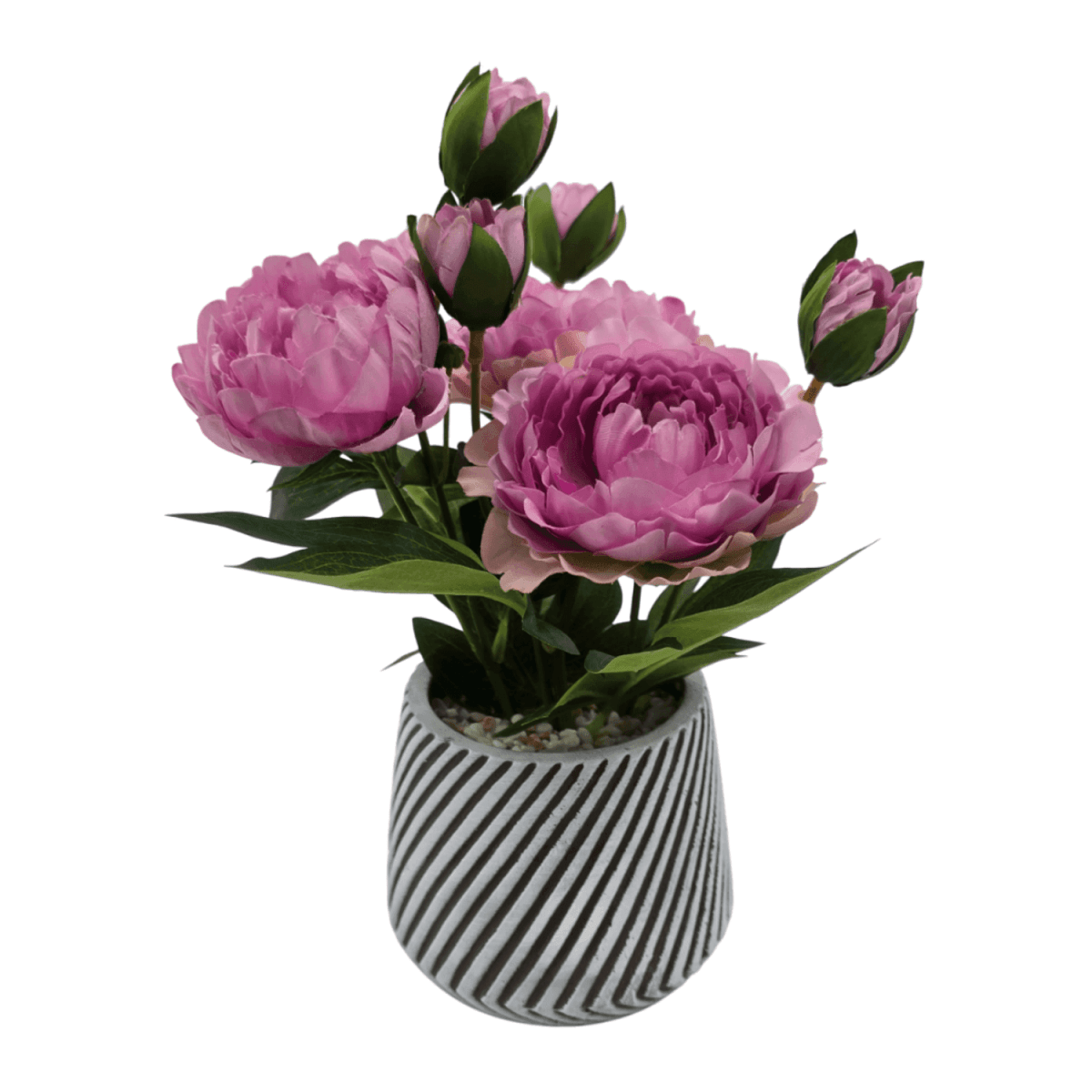 Planta Artificial Macetero a Rayas Con Rosas Decorativas - Fliperex