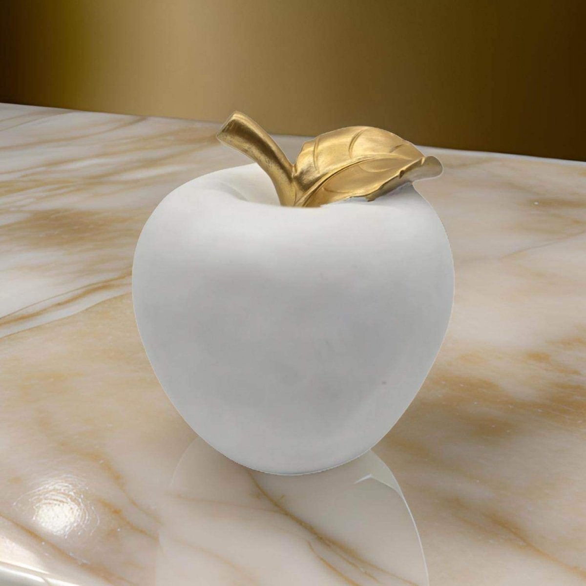 Figura Adorno De Manzana Blanca Decorativa En Resina Moderna - Fliperex