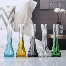 Florero Decoratico De Vidrio Transparente Base Oscura Simple - Fliperex