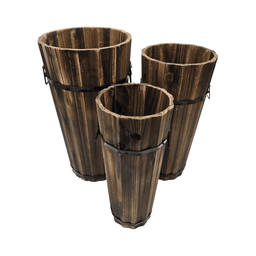 Macetero De Madera Tipo Barril Largo Bajo Jardin Terraza M - Fliperex