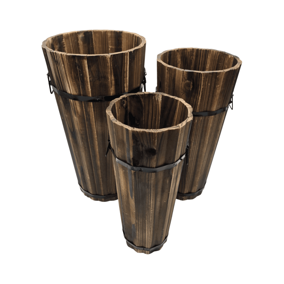 Macetero De Madera Tipo Barril Largo Bajo Jardin Terraza L - Fliperex