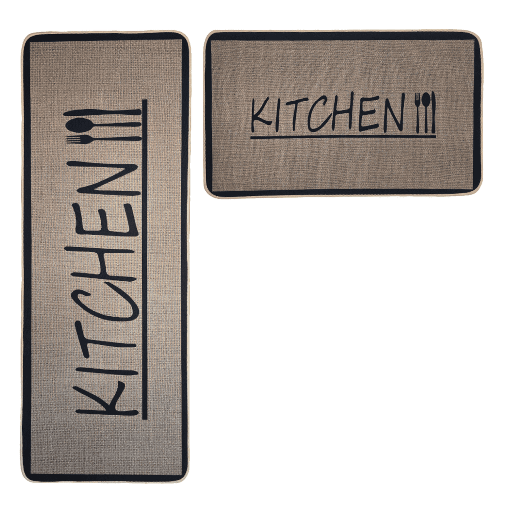Set 2 Alfombras De Cocina Goma Antideslizante Diseño Kitchen - Fliperex