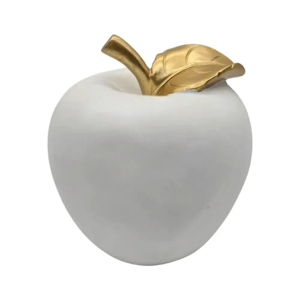 Figura Adorno De Manzana Blanca Decorativa En Resina Moderna - Fliperex