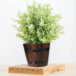 Macetero De Madera Tipo Barril Para Jardin Terraza Planta XS