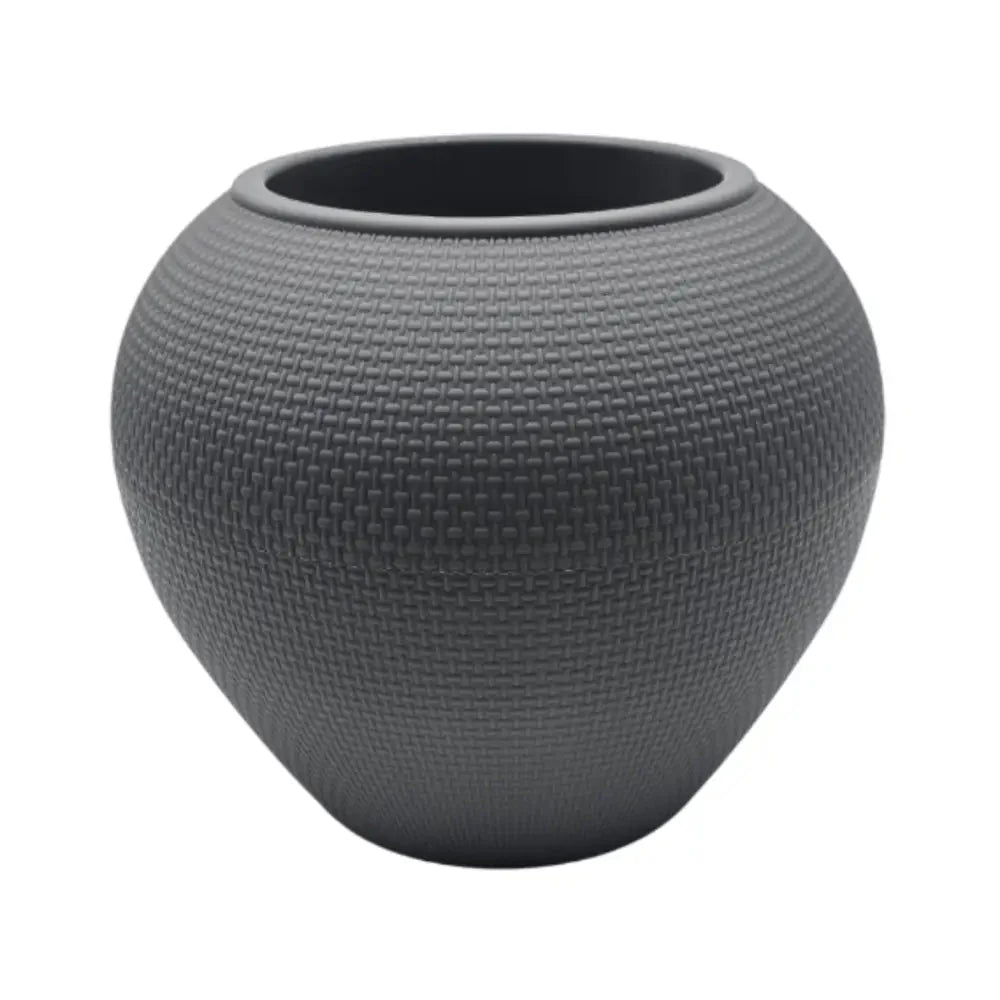 Macetero Plastico Redondo Ovalado Moderno Con Textura L