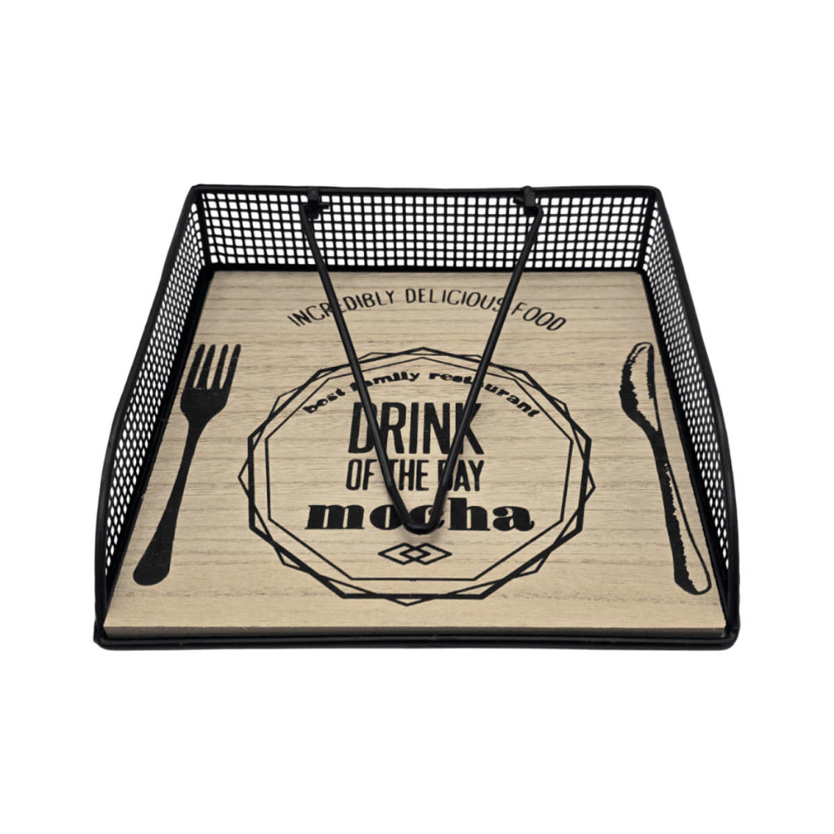 Servilletero Porta Servilletas Metal y Madera Diseño Bistro - Fliperex