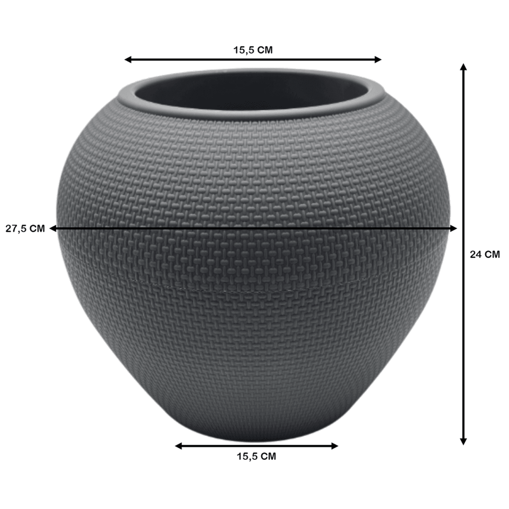 Set 2 Maceteros Plastico Redondo Ovalado Moderno Textura L - Fliperex