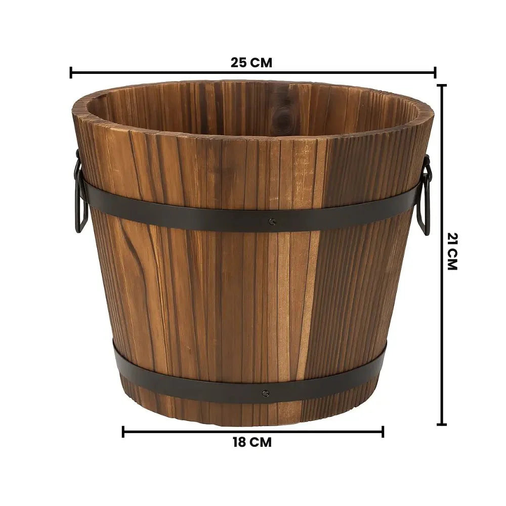 Macetero De Madera Tipo Barril Para Jardin Terraza Planta L