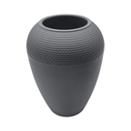 Macetero Plastico Redondo Ovalado Moderno Con Textura M - Fliperex