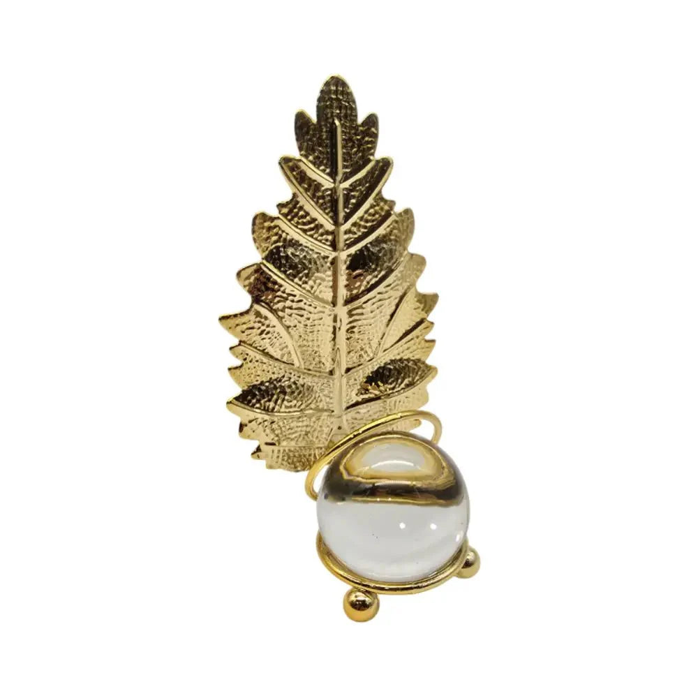 Hoja Dorada Con Bola De Cristal Adorno Elegante Para Mesas - Fliperex