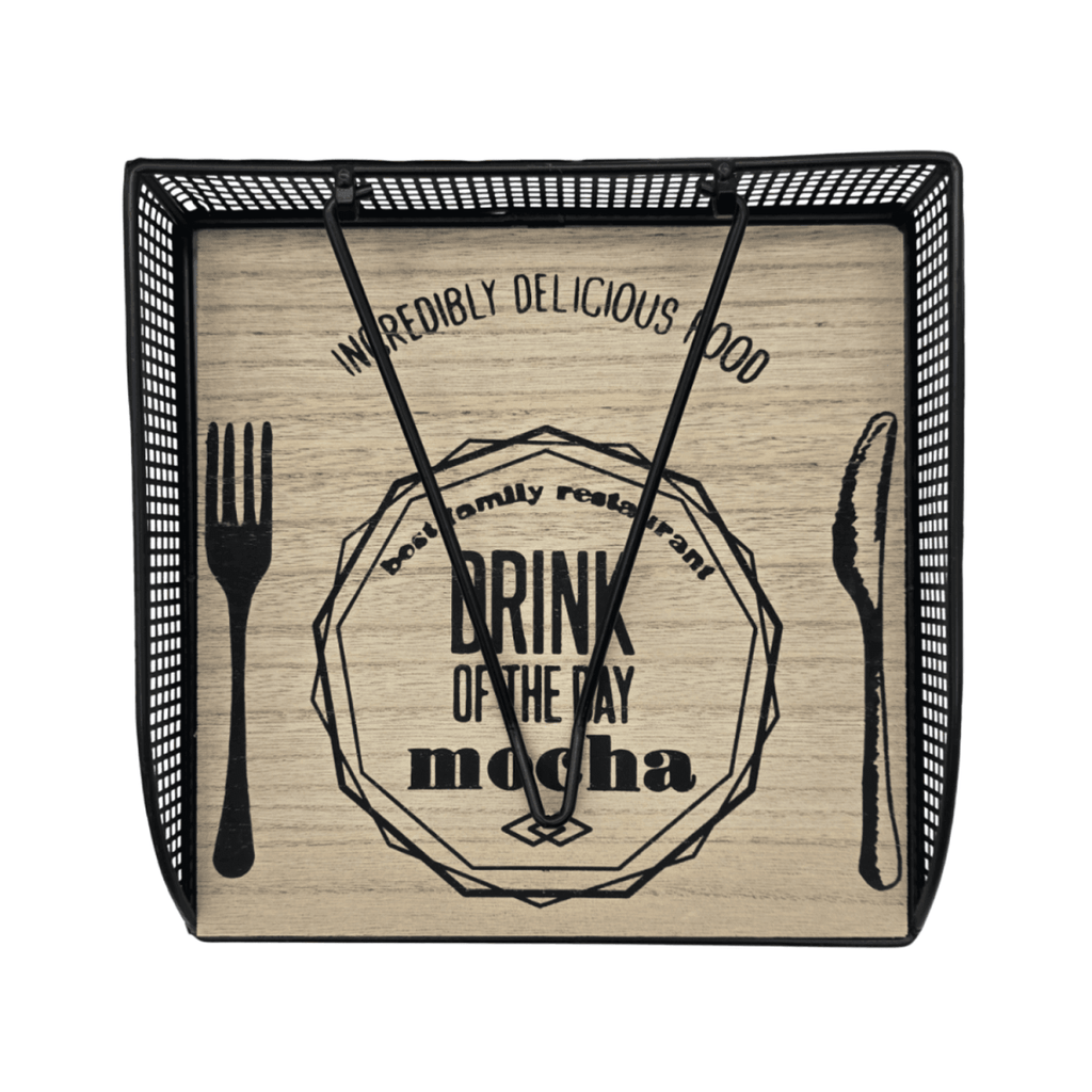 Servilletero Porta Servilletas Metal y Madera Diseño Bistro - Fliperex