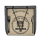 Servilletero Porta Servilletas Metal y Madera Diseño Bistro - Fliperex