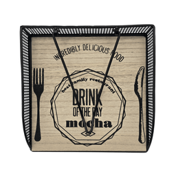 Servilletero Porta Servilletas Metal y Madera Diseño Bistro - Fliperex