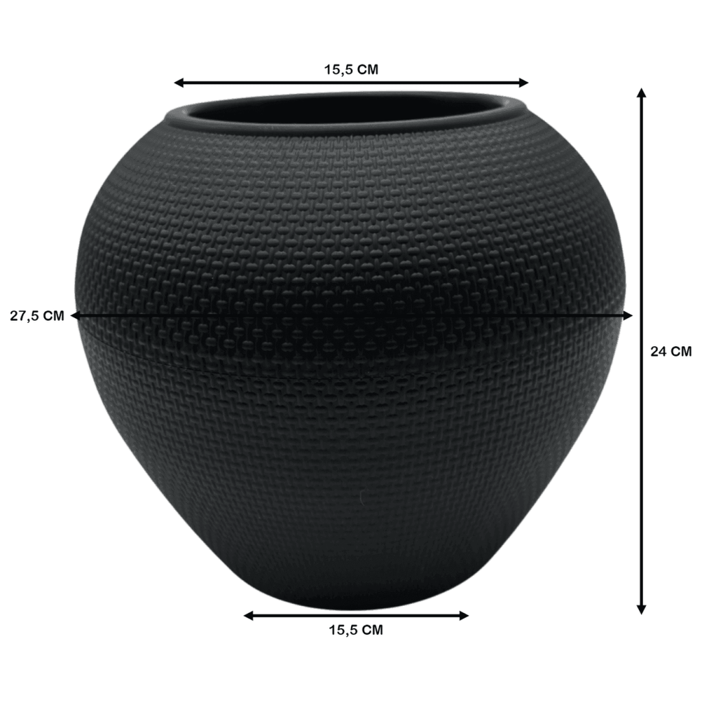 Macetero Plastico Redondo Ovalado Moderno Con Textura L - Fliperex