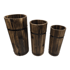 Macetero De Madera Tipo Barril Largo Alto Jardin Terraza M - Fliperex