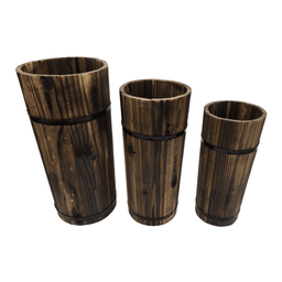 Macetero De Madera Tipo Barril Largo Alto Jardin Terraza M - Fliperex