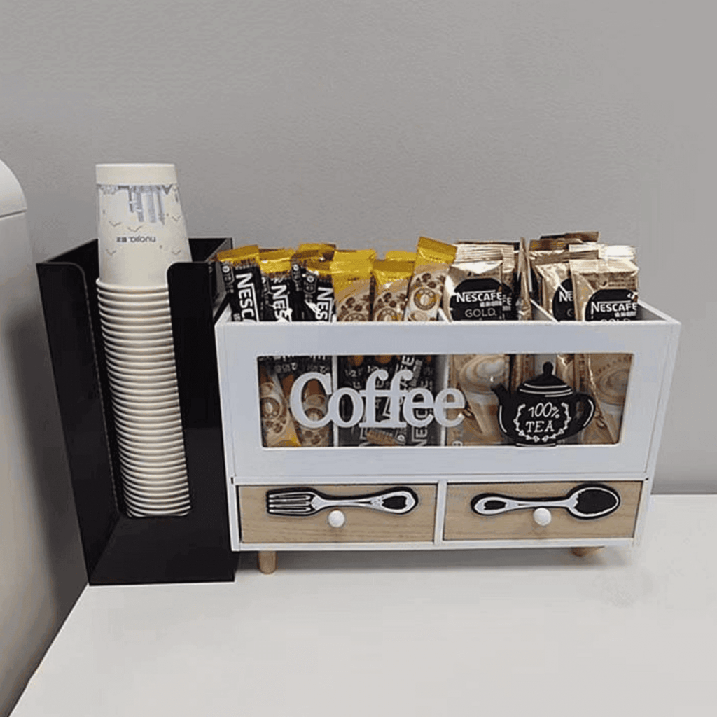 Caja De Te 4 Divisiones Con Cajones Estacion De Café Oficina - Fliperex