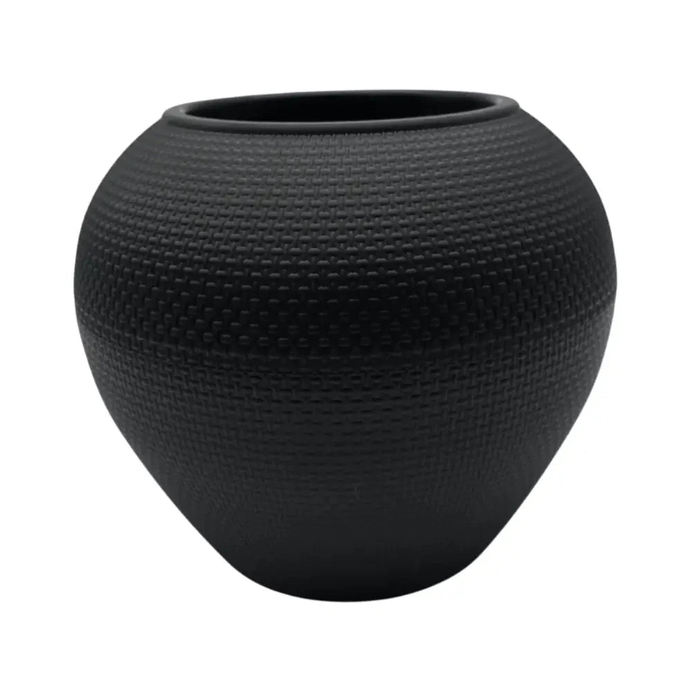 Macetero Plastico Redondo Ovalado Moderno Con Textura L