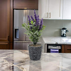 Planta Artificial Lavanda Macetero De Cemento Gris Diseño - Fliperex
