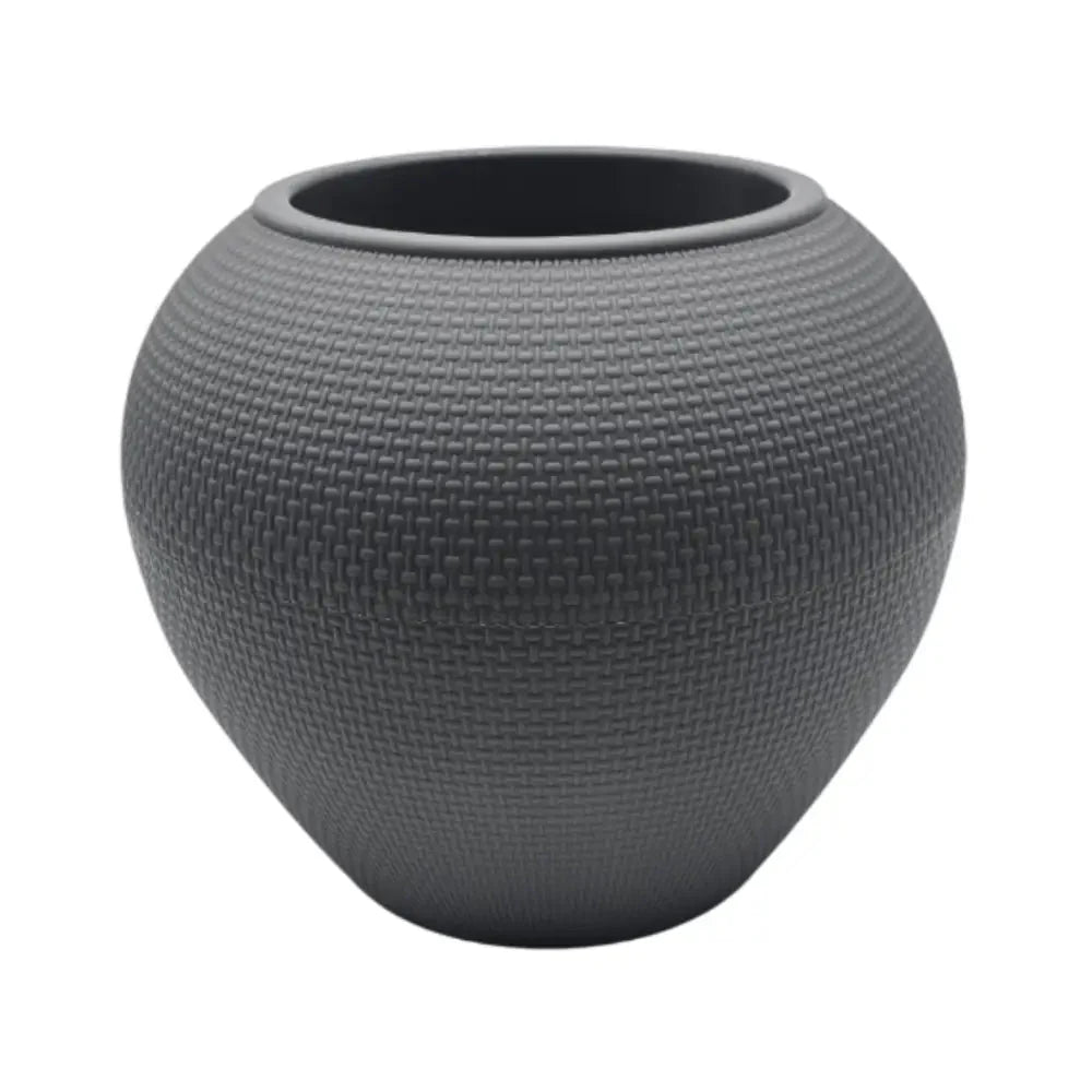 Macetero Plastico Redondo Ovalado Moderno Con Textura S - Fliperex