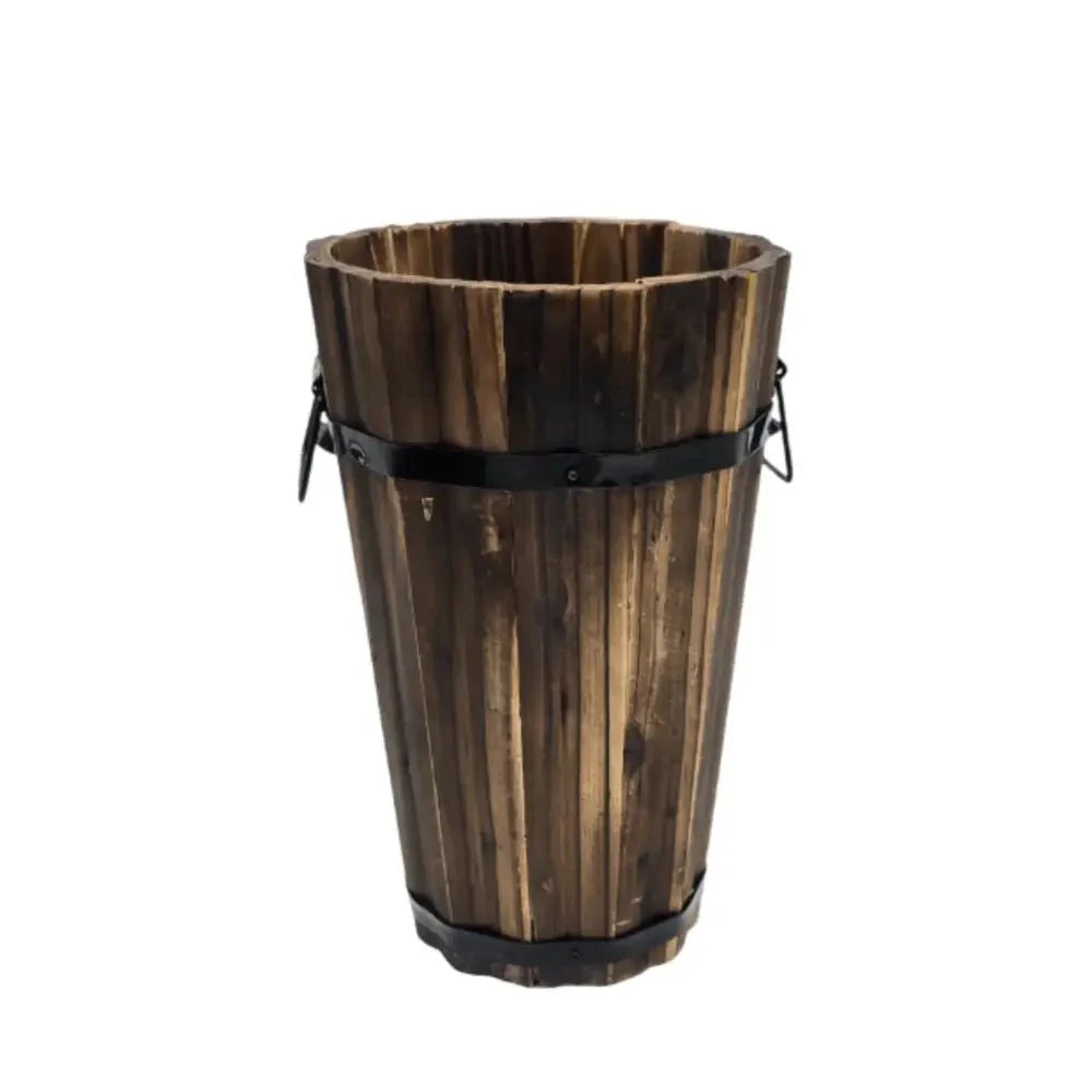 Macetero De Madera Tipo Barril Alargado Jardin Terraza M - Fliperex