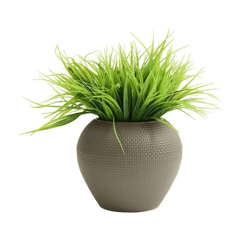 Macetero Plastico Redondo Ovalado Moderno Con Textura L - Fliperex