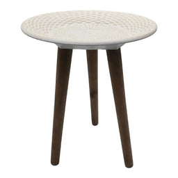 Mesa De Centro Redonda Blanca Mesa Lateral Auxiliar Living - Fliperex