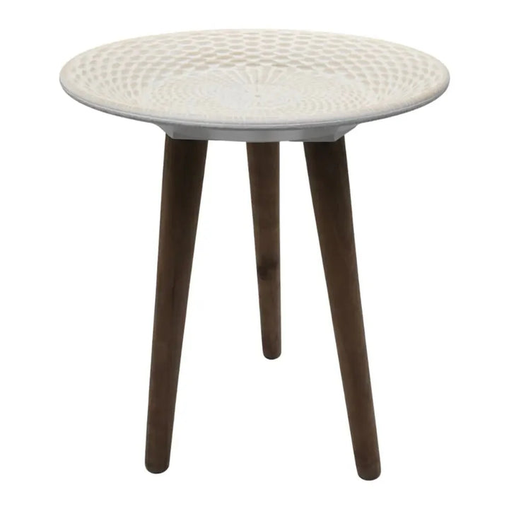 Mesa De Centro Redonda Blanca Mesa Lateral Auxiliar Living