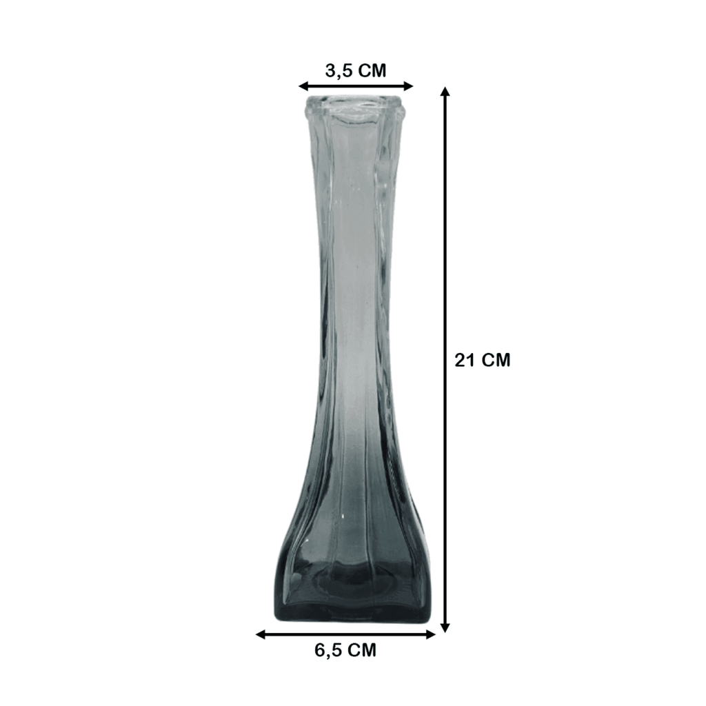 Florero Decoratico De Vidrio Transparente Base Oscura Simple - Fliperex