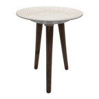 Mesa De Centro Redonda Blanca Mesa Lateral Auxiliar Living - Fliperex