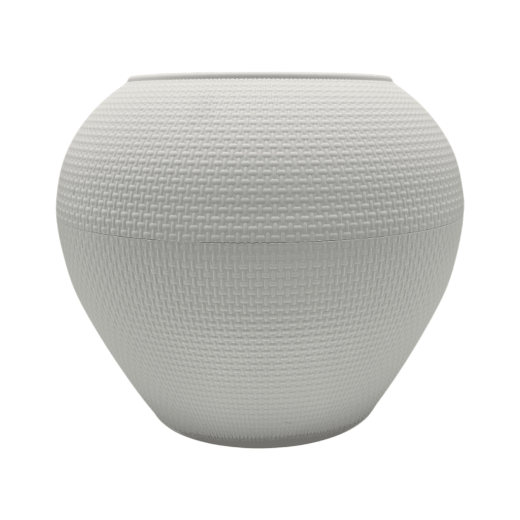 Macetero Plastico Redondo Ovalado Moderno Con Textura S - Fliperex