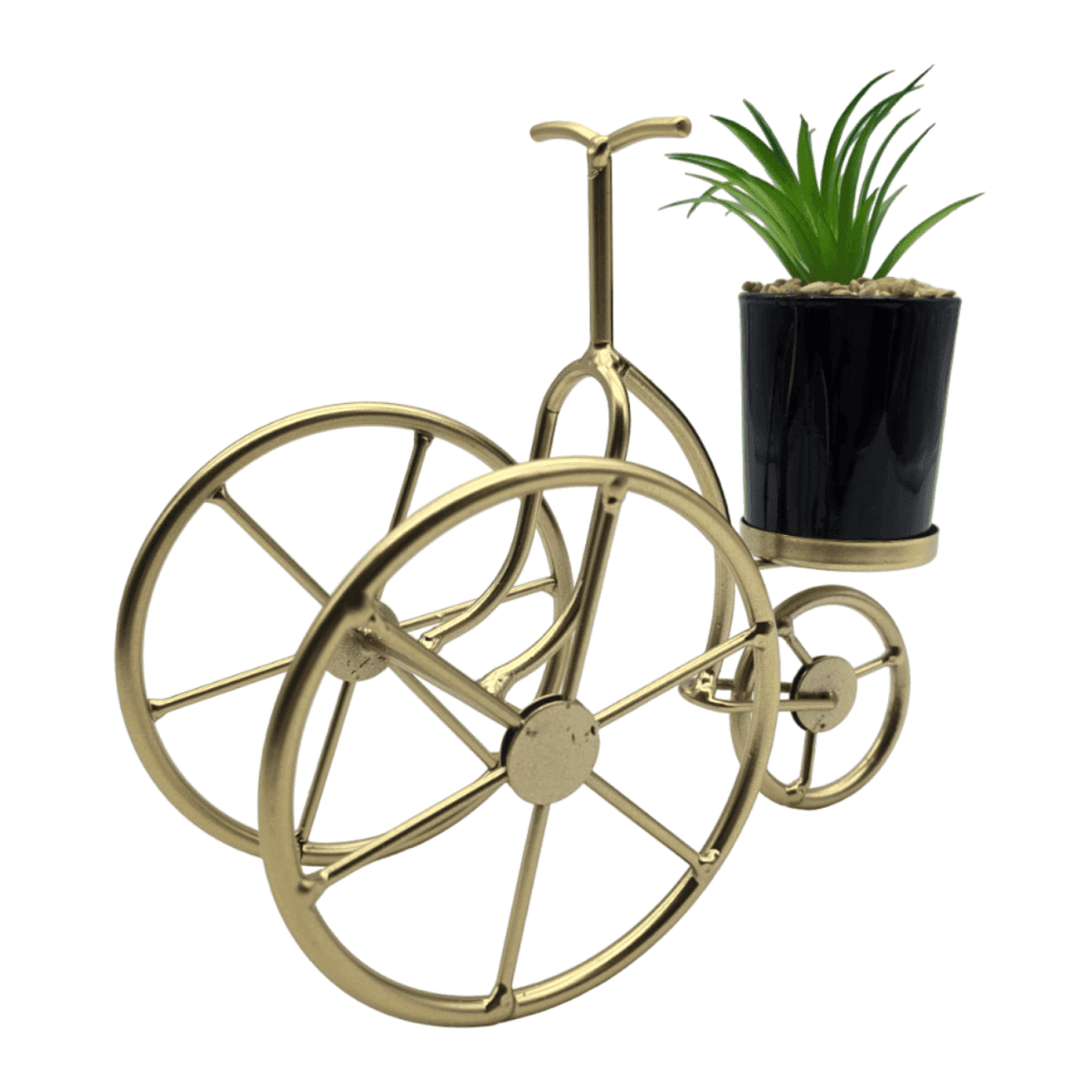 Figura Decorativa Bicicleta Metal Adorno Dorado Mini Planta - Fliperex