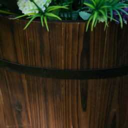 Macetero De Madera Tipo Barril Para Jardin Terraza Planta XS