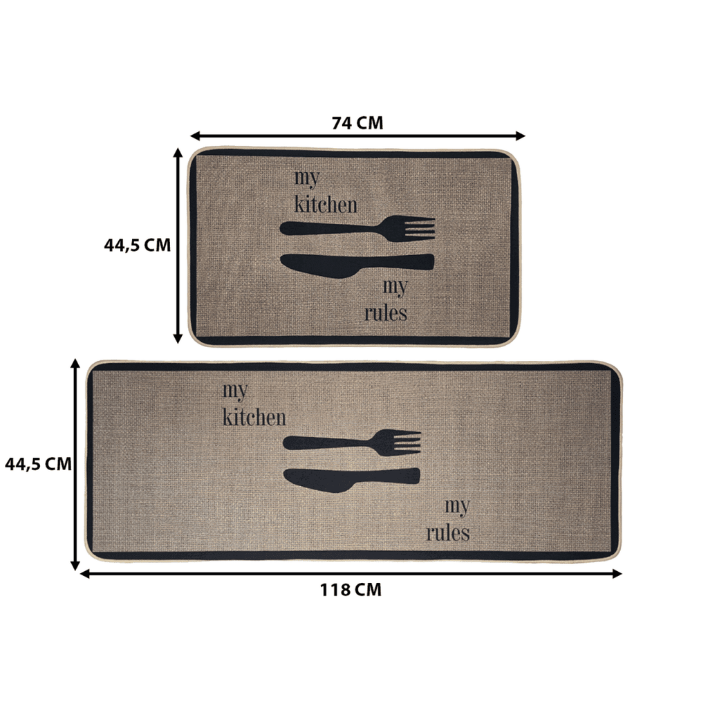 Set 2 Alfombras De Cocina Goma Antideslizante My Kitchen - Fliperex