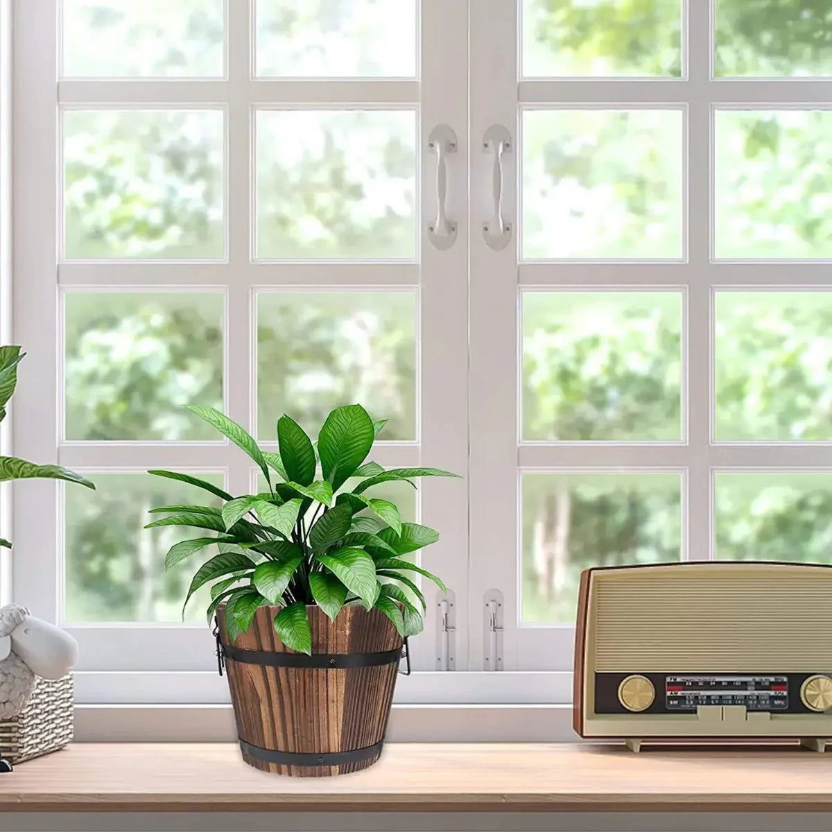Macetero De Madera Tipo Barril Para Jardin Terraza Planta L