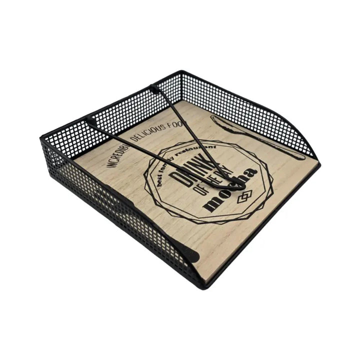 Servilletero Porta Servilletas Metal y Madera Diseño Bistro