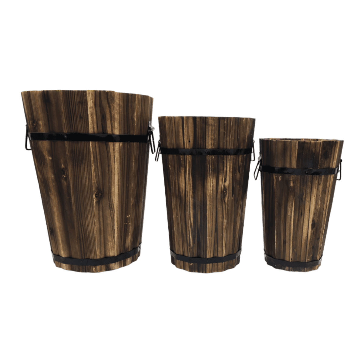 Macetero De Madera Tipo Barril Alargado Jardin Terraza M - Fliperex