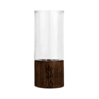 Florero Decorativo De Vidrio Cristal Liso Base de Madera - Fliperex