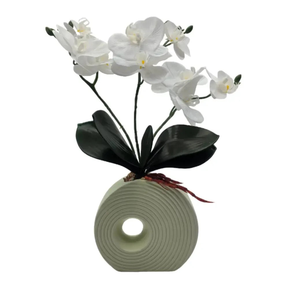 Planta Artificial Orquidea Decorativa Macetero De Ceramica M - Fliperex