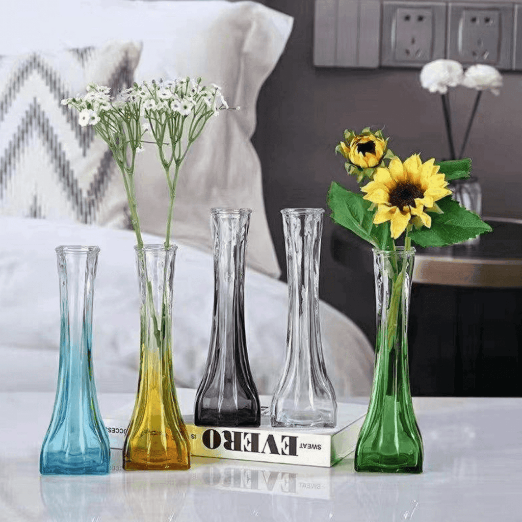 Set 3 Floreros Decorativos De Vidrio Pequeño Tonalidad Humo - Fliperex