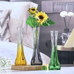 Florero Decoratico De Vidrio Transparente Base Oscura Simple - Fliperex