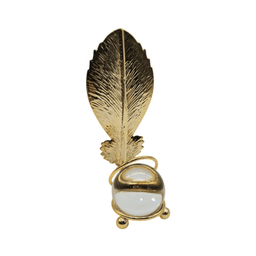 Set 2 Hojas Dorada Con Bola De Cristal Adorno Elegante Mesa - Fliperex