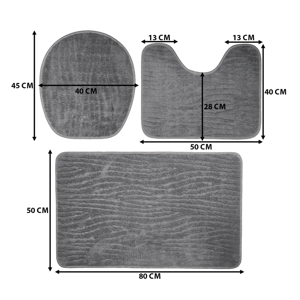 Conjunto De 3 Alfombra De Baño Suaves Absorventes Microfibra - Fliperex