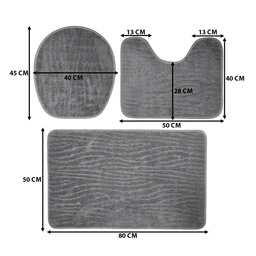 Conjunto De 3 Alfombra De Baño Suaves Absorventes Microfibra - Fliperex