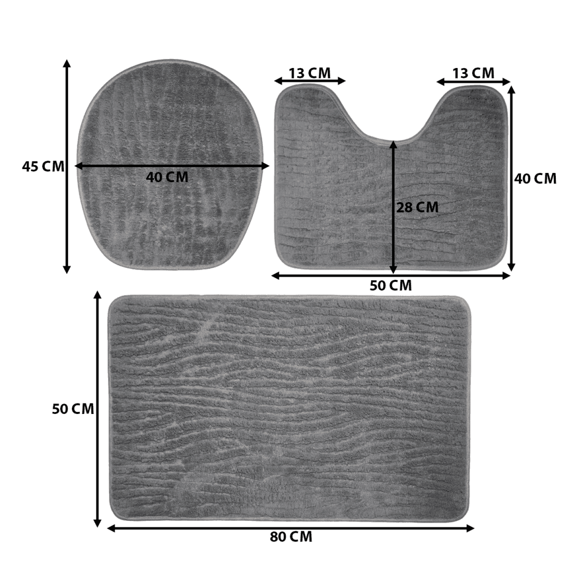 Conjunto De 3 Alfombra De Baño Suaves Absorventes Microfibra - Fliperex